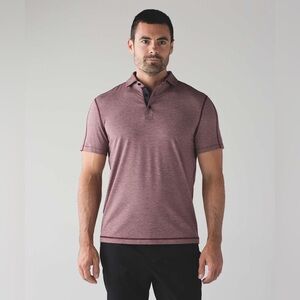 Lululemon Men’s Evolution Polo Short Sleeve Shirt Size Medium Heathered Cassis